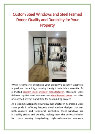 Custom Steel Windows and Steel Framed Doors Quality and Durability for Your Property