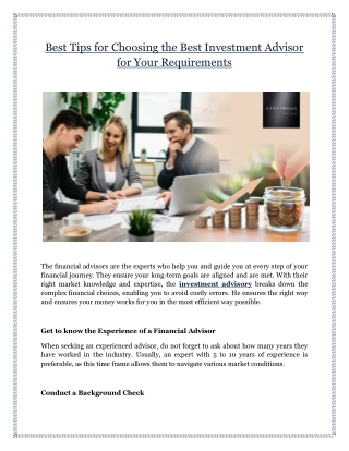 Best Tips for Choosing the Best Investment Advisor for Your Requirements