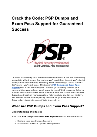 Crack the Code_ PSP Dumps and Exam Pass Support for Guaranteed Success