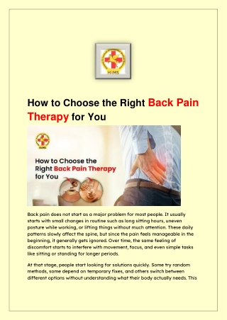How to Choose the Right Back Pain Therapy for You