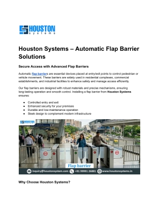 Houston Systems  Automatic Flap Barrier Solutions