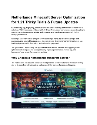 Netherlands Minecraft Server Optimization for 1.21 Tricky Trials & Future Updates