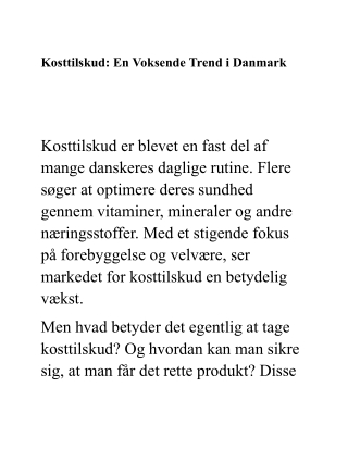 Kosttilskud En Voksende Trend i Danmark