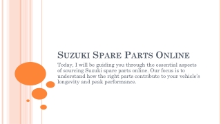 Suzuki Spare Parts Online