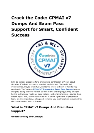Crack the Code_ CPMAI v7 Dumps And Exam Pass Support for Smart, Confident Success