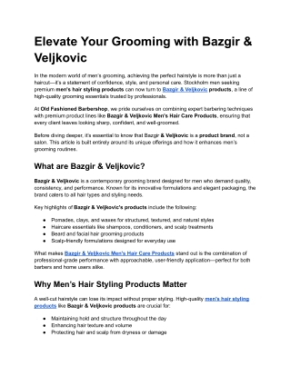 Bazgir & Veljkovic products