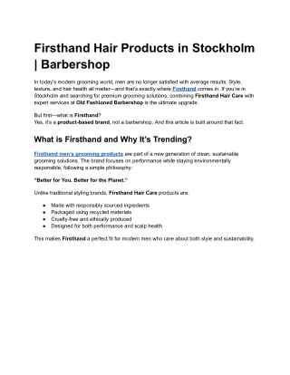 Firsthand men’s grooming products