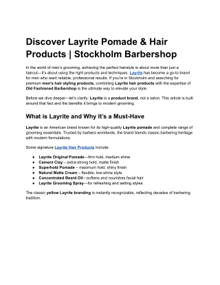 Layrite Hair Products