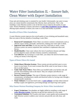 5- Water Filter Installation IL – Ensure Safe, Clean Water with Expert Installation