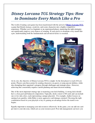 Disney Lorcana TCG Strategy Tips: How to Dominate Every Match Like a Pro