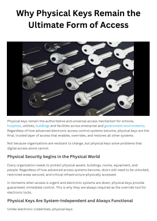 Physical Keys vs Digital Access: The Real Security Truth