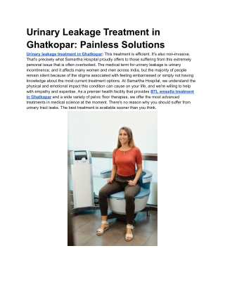 Urinary Leakage Treatment in Ghatkopar_ Painless Solutions