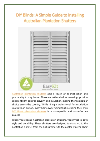 DIY Blinds A Simple Guide to Installing Australian Plantation Shutters