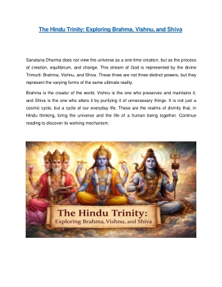 The Hindu Trinity: Exploring Brahma, Vishnu, and Shiva