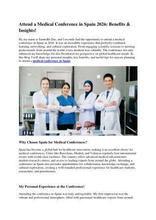Attend a Medical Conference in Spain 2026: Benefits & Insights!