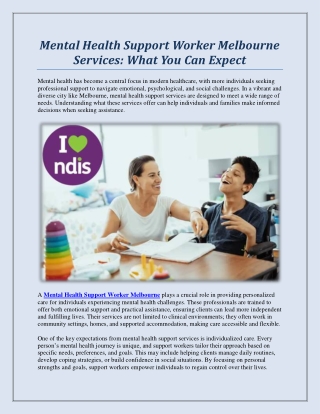 Mental Health Support Worker Melbourne Services: What You Can Expect