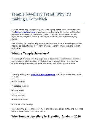 Temple Jewellery Trend Why it’s making a Comeback