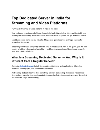 Top Dedicated server india