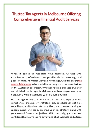 Trusted Tax Agents in Melbourne Offering Comprehensive Financial Audit Services