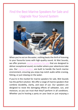 Find the Best Marine Speakers for Sale and Upgrade Your Sound System