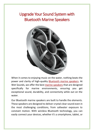 Upgrade Your Sound System with Bluetooth Marine Speakers