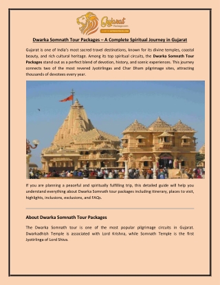 Dwarka Somnath Tour Packages – Complete Spiritual Journey Guide with Itinerary