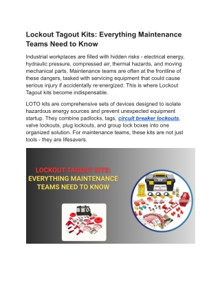 Lockout Tagout Kits_ Everything Maintenance Teams Need to Know