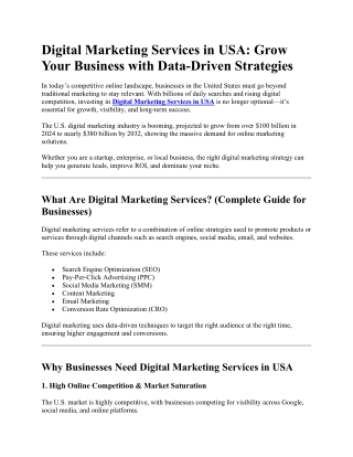 Digital Marketing Services in USA - Grow Your Business with Data-Driven Strategies