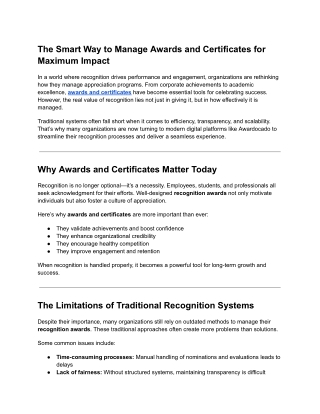 The Smart Way to Manage Awards and Certificates for Maximum Impact