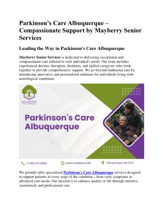 Parkinson’s Care Albuquerque – Compassionate Support by Mayberry Senior Services