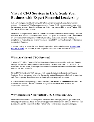 Virtual CFO Services in USA - Scale Your Business with Expert Financial Leadership