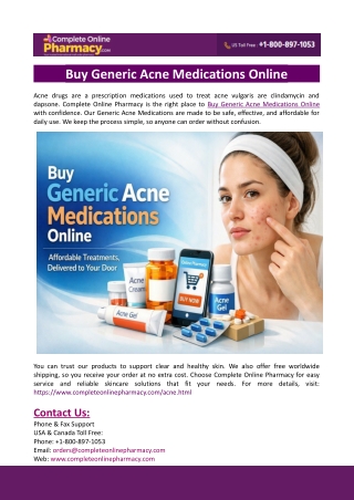 Buy Generic Acne Medications Online