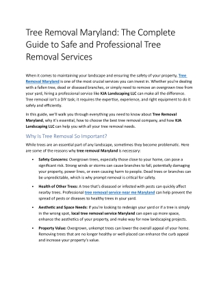 1- Tree Removal Maryland The Complete Guide to Safe and Professional Tree Removal Services