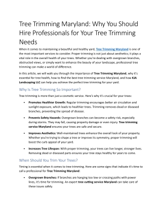 2- Tree Trimming Maryland Why You Should Hire Professionals for Your Tree Trimming Needs