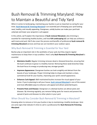 4- Bush Removal & Trimming Maryland How to Maintain a Beautiful and Tidy Yard