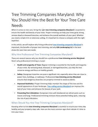 7- Tree Trimming Companies Maryland Why You Should Hire the Best for Your Tree Care Needs