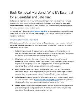9- Bush Removal Maryland Why It's Essential for a Beautiful and Safe Yard