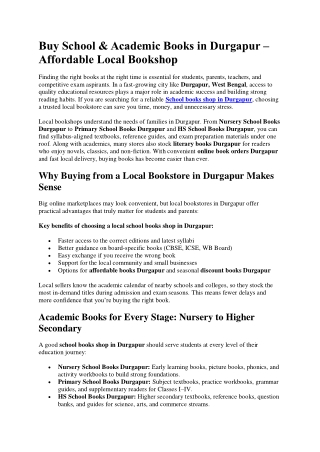 Buy School & Academic Books in Durgapur – Affordable Local Bookshop