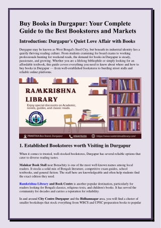 Buy Books in Durgapur Your Complete Guide to the Best Bookstores and Markets