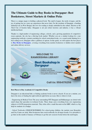 The Ultimate Guide to Buy Books in Durgapur Best Bookstores, Street Markets & Online Picks