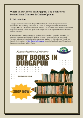 Where to Buy Books in Durgapur Top Bookstores, Second-Hand Markets & Online Options