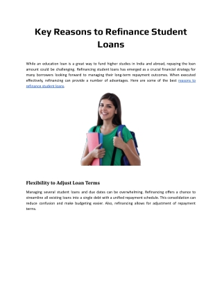 Key Reasons to Refinance Student Loans