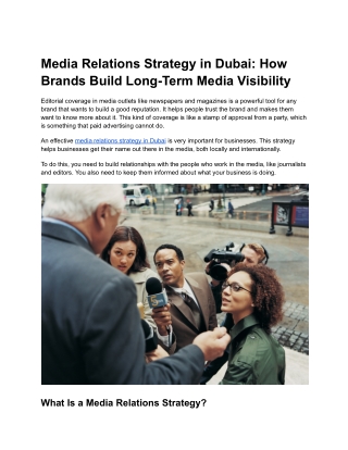 Media Relations Strategy in Dubai_ How Brands Build Long-Term Media Visibility
