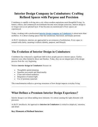 Interior Design Company in Coimbatore - Crafting Refined Spaces with Purpose and Precision