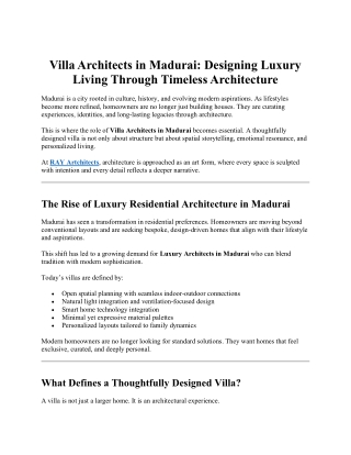 Villa Architects in Madurai - Designing Luxury Living Through Timeless Architecture
