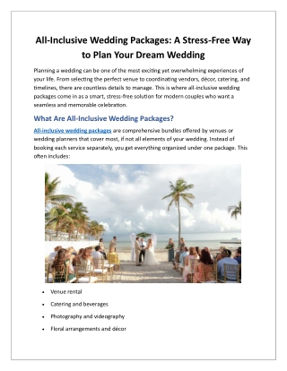 All-Inclusive Wedding Packages: A Stress-Free Way to Plan Your Dream Wedding
