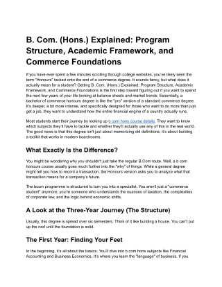 Future Scope of B. Com. (Hons.) in India: Industry Demand, Financial Careers