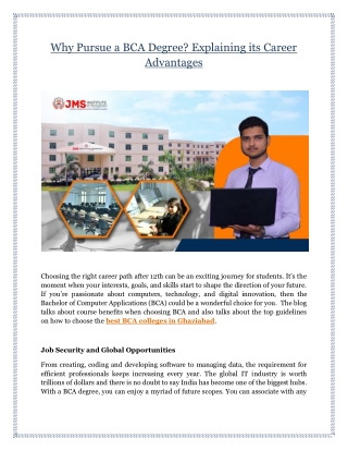 Why Pursue a BCA Degree? Explaining its Career Advantages