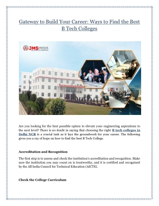 Gateway to Build Your Career: Ways to Find the Best B Tech Colleges