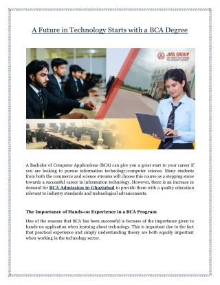 A Future in Technology Starts with a BCA Degree